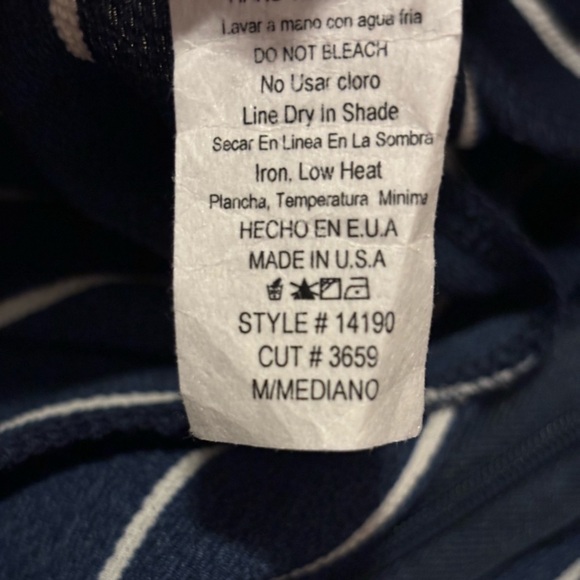 Windsor Navy & White Striped Pants, Zip up with Tie Waist - Picture 4 of 4